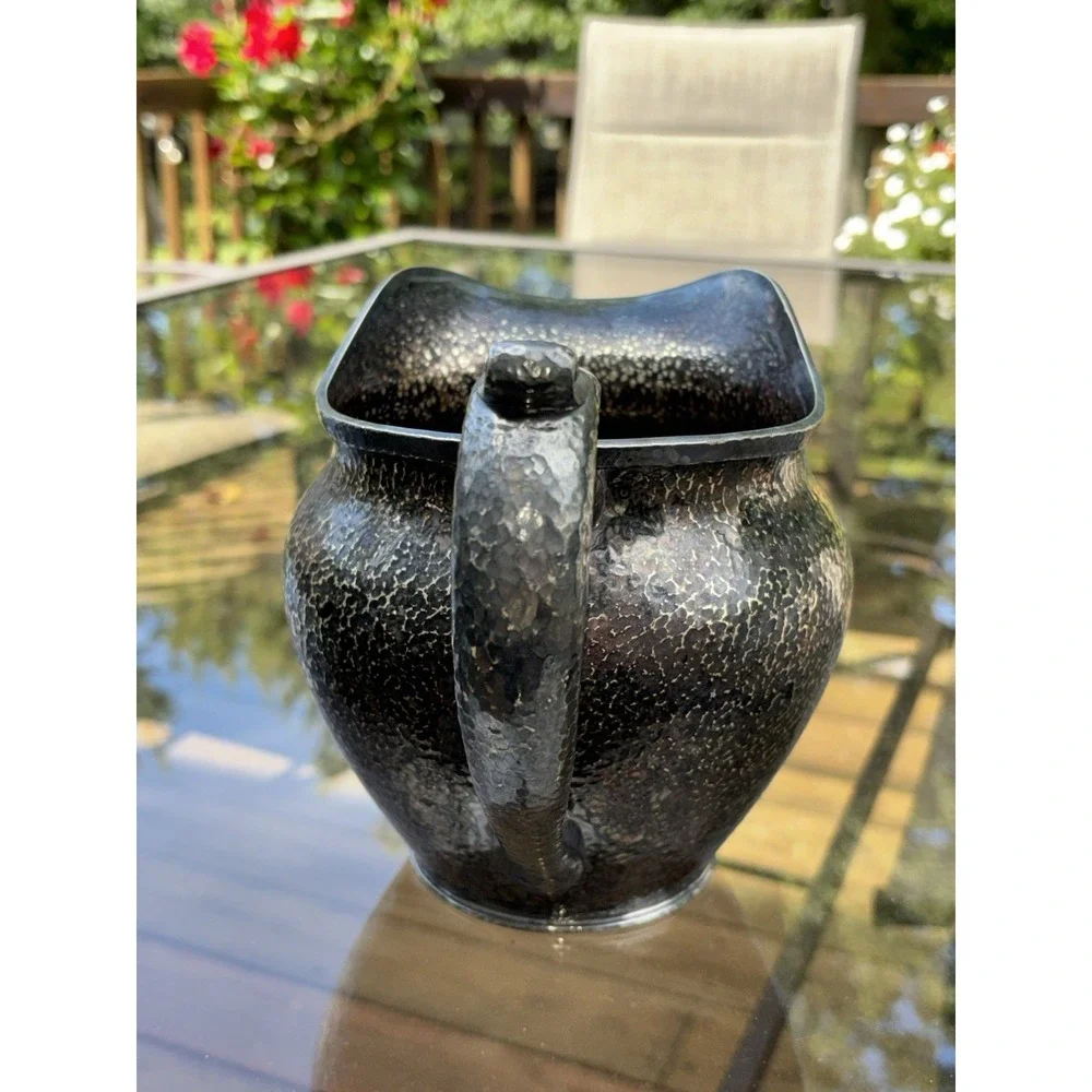 Antique Barbour Silver Co BSCEP Hammered Pitcher 05173 Dark Patina Arts Crafts